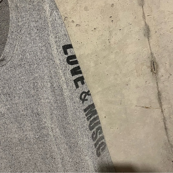 Vintage Havana Love & Music Knit Sweater Sz S Gray Pocket Stretchy Soft Tunic - Picture 2 of 9